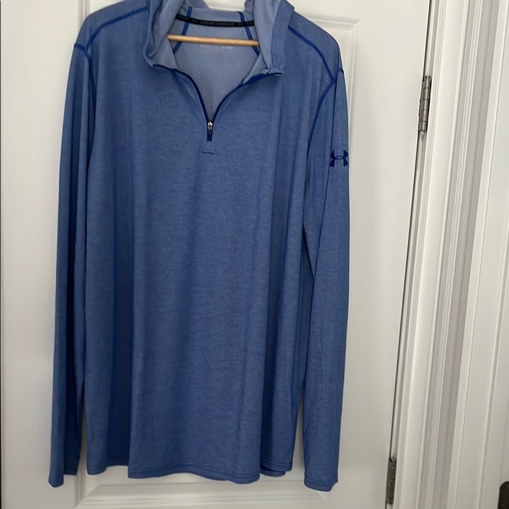 Under Armour Heat Gear Men's Blue Quarter-Zip Hoodie Shirt